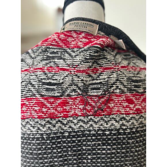 Vintage Grey & Red Fair Isle Snowflake Metal Clasp Vest - Picture 5 of 7